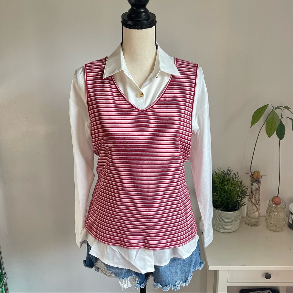 Red striped vest size 100% cotton (vest only)